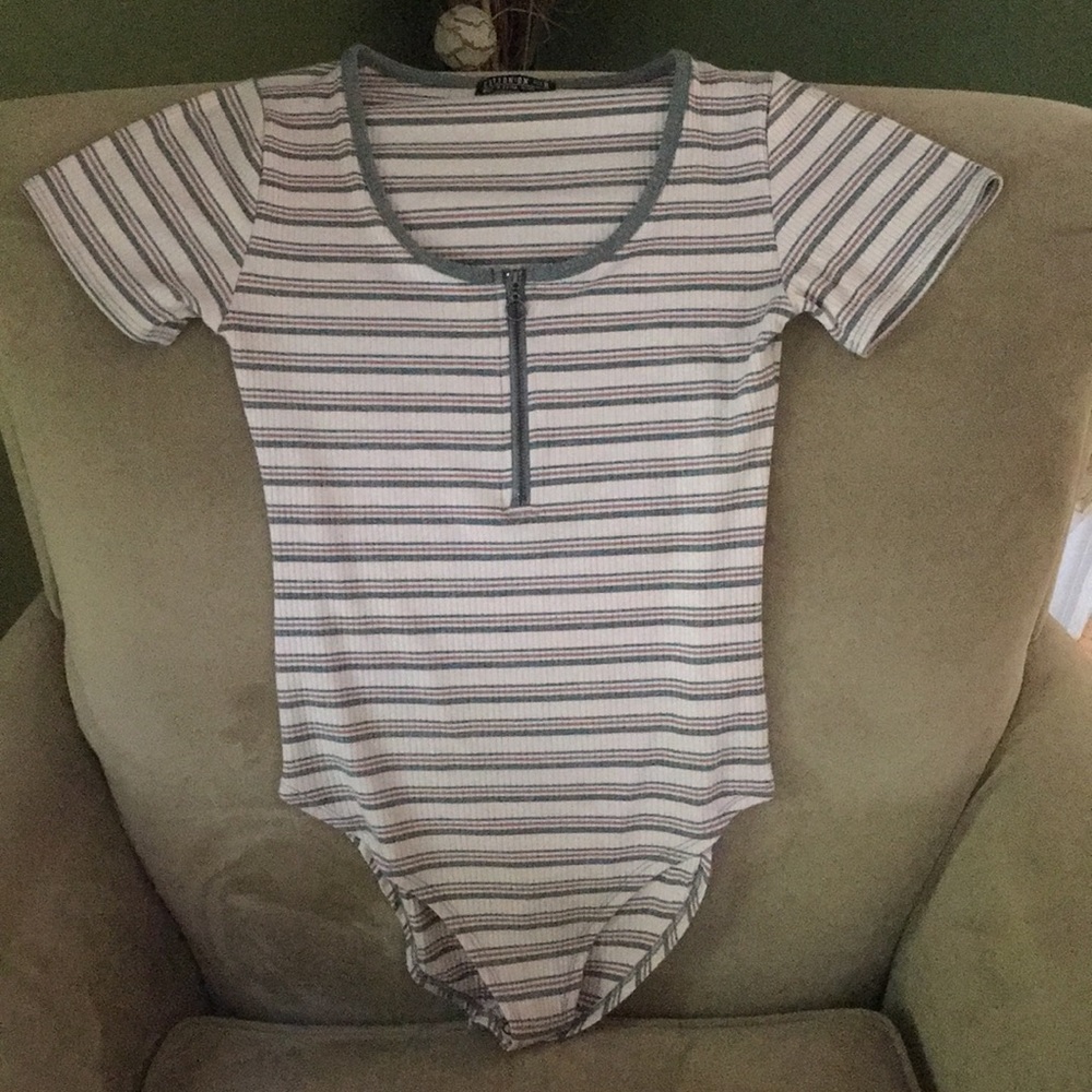 Cotton on pink stripe body suit